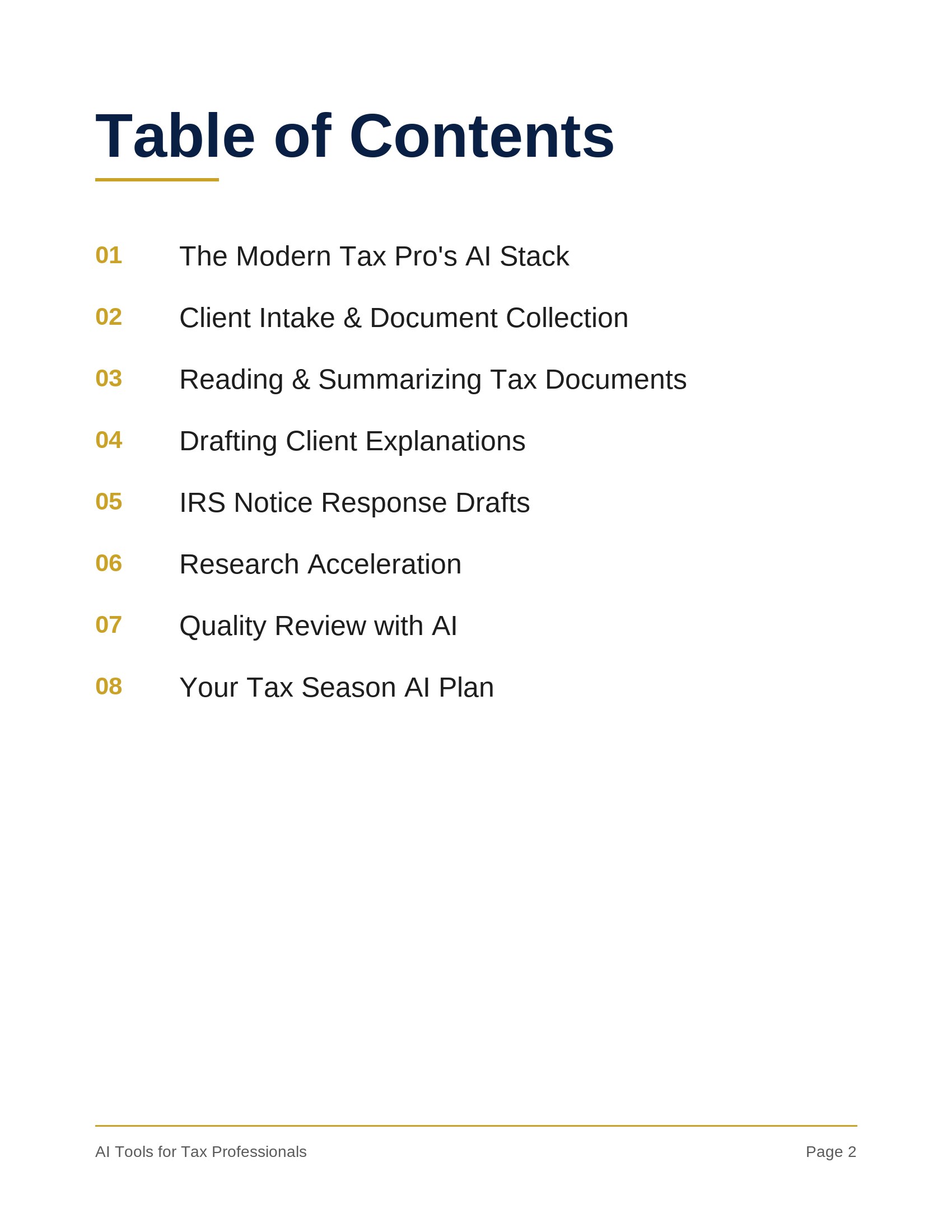 AI Tools for Tax Professionals preview page