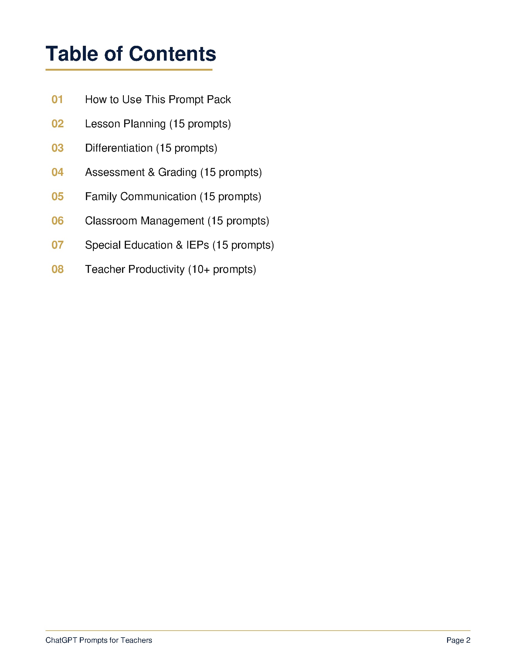 ChatGPT Prompts for Teachers preview page
